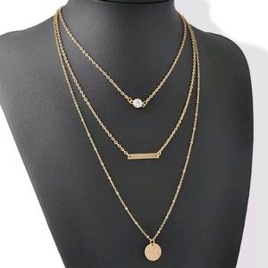 BOGO Fashion gold three layer Charmed necklace